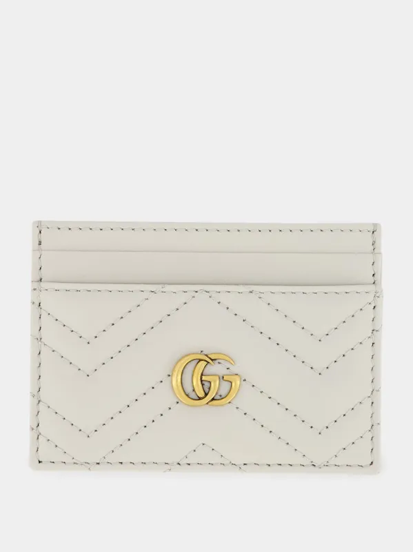 Light Grey GG Marmont Matelassé Card Case sold by Fashion Clinic