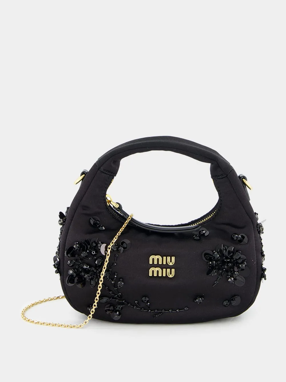 Black Wander Embroidered Satin Duchesse Mini Bag sold by Fashion Clinic