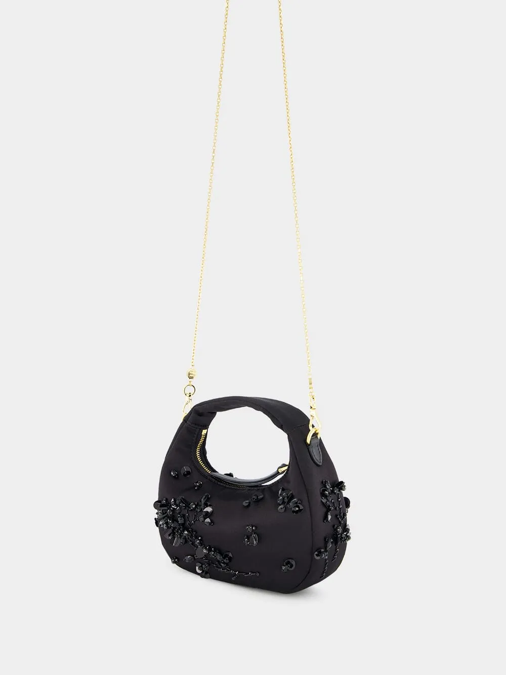Black Wander Embroidered Satin Duchesse Mini Bag sold by Fashion Clinic product image thumbnail 5