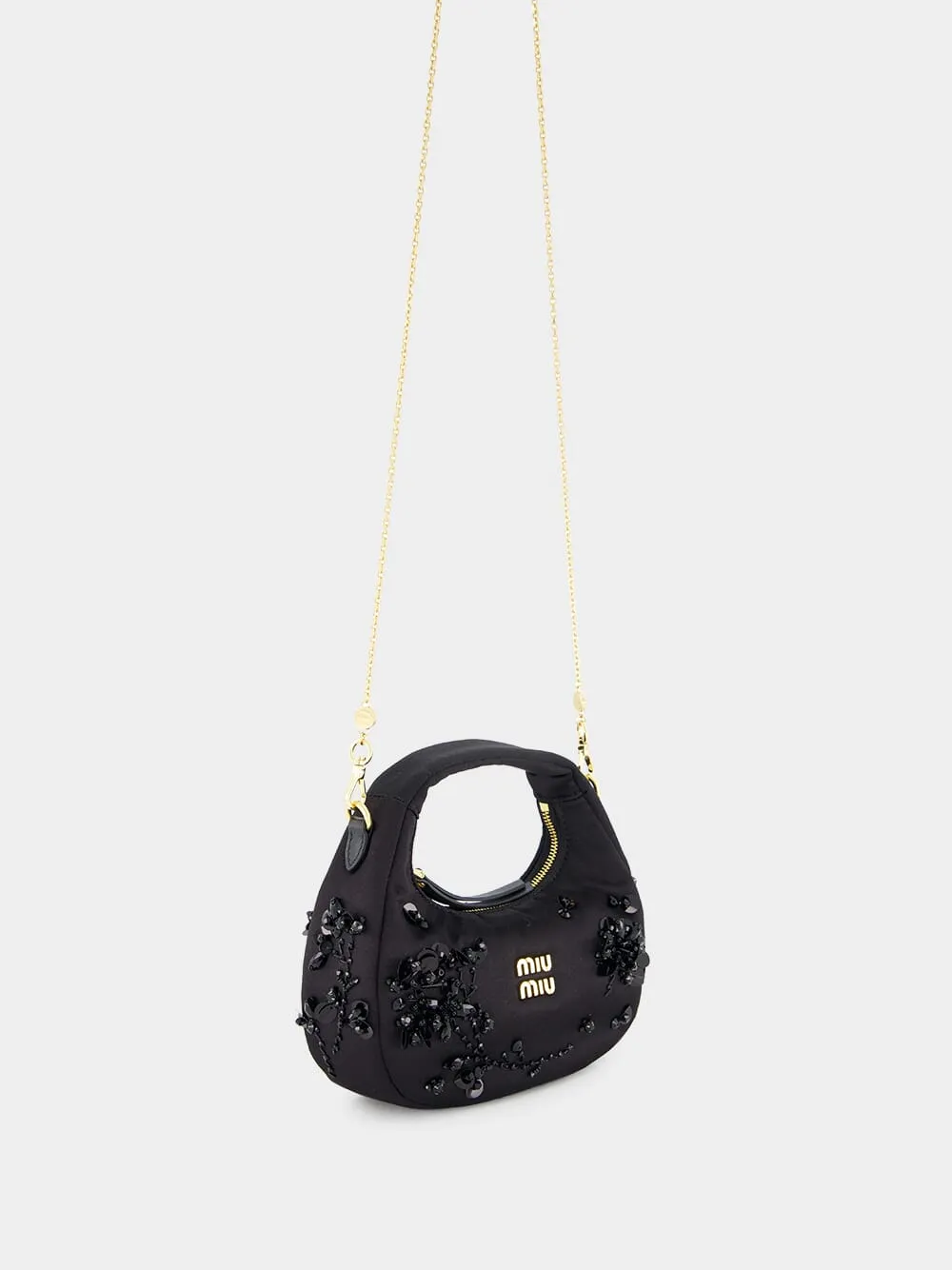 Black Wander Embroidered Satin Duchesse Mini Bag sold by Fashion Clinic product image thumbnail 3