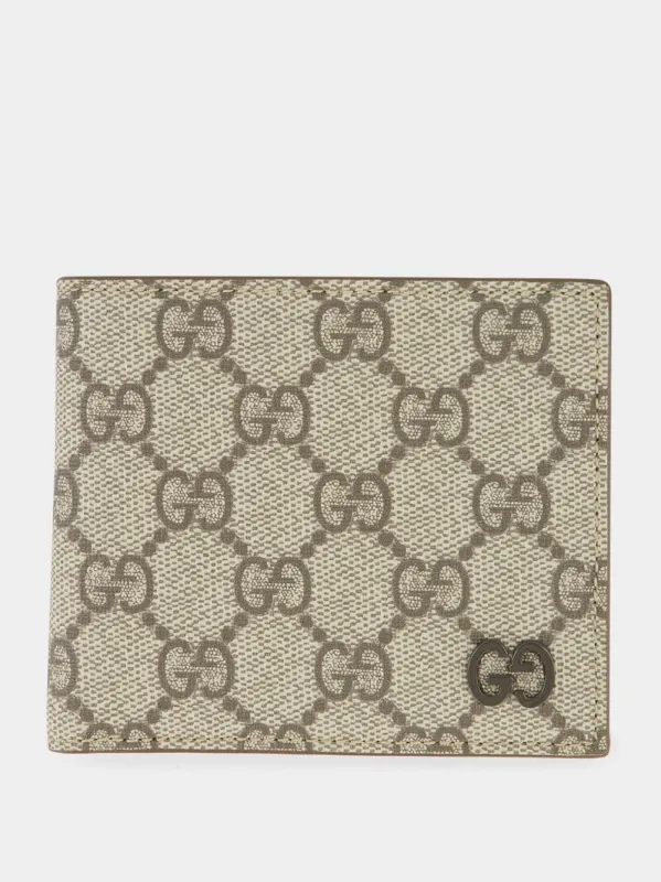 Beige GG Supreme Bi-Fold Wallet with Brown Leather Interior sold by Fashion Clinic