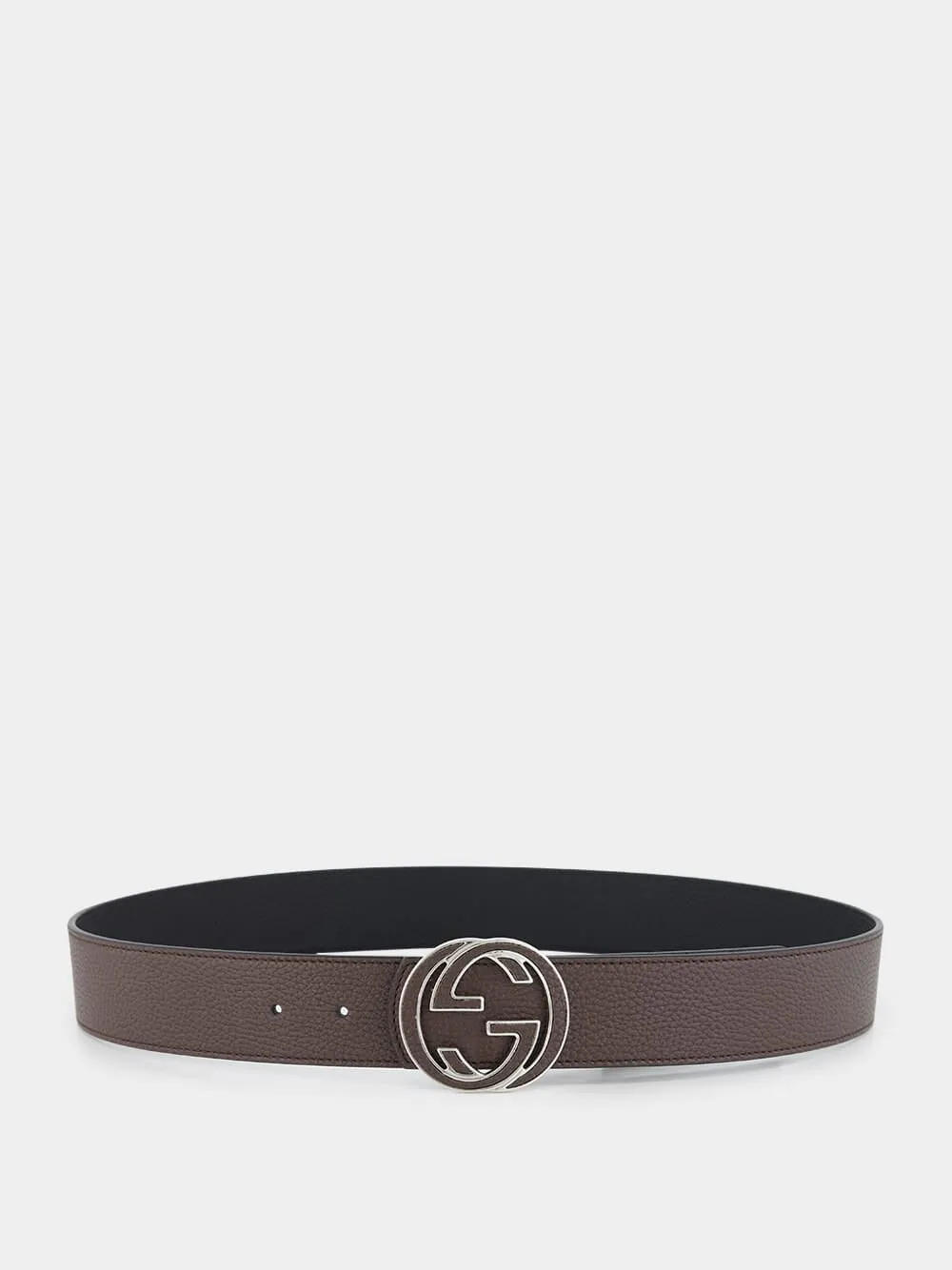 Brown Reversible Belt with Interlocking G Buckle sold by Fashion Clinic