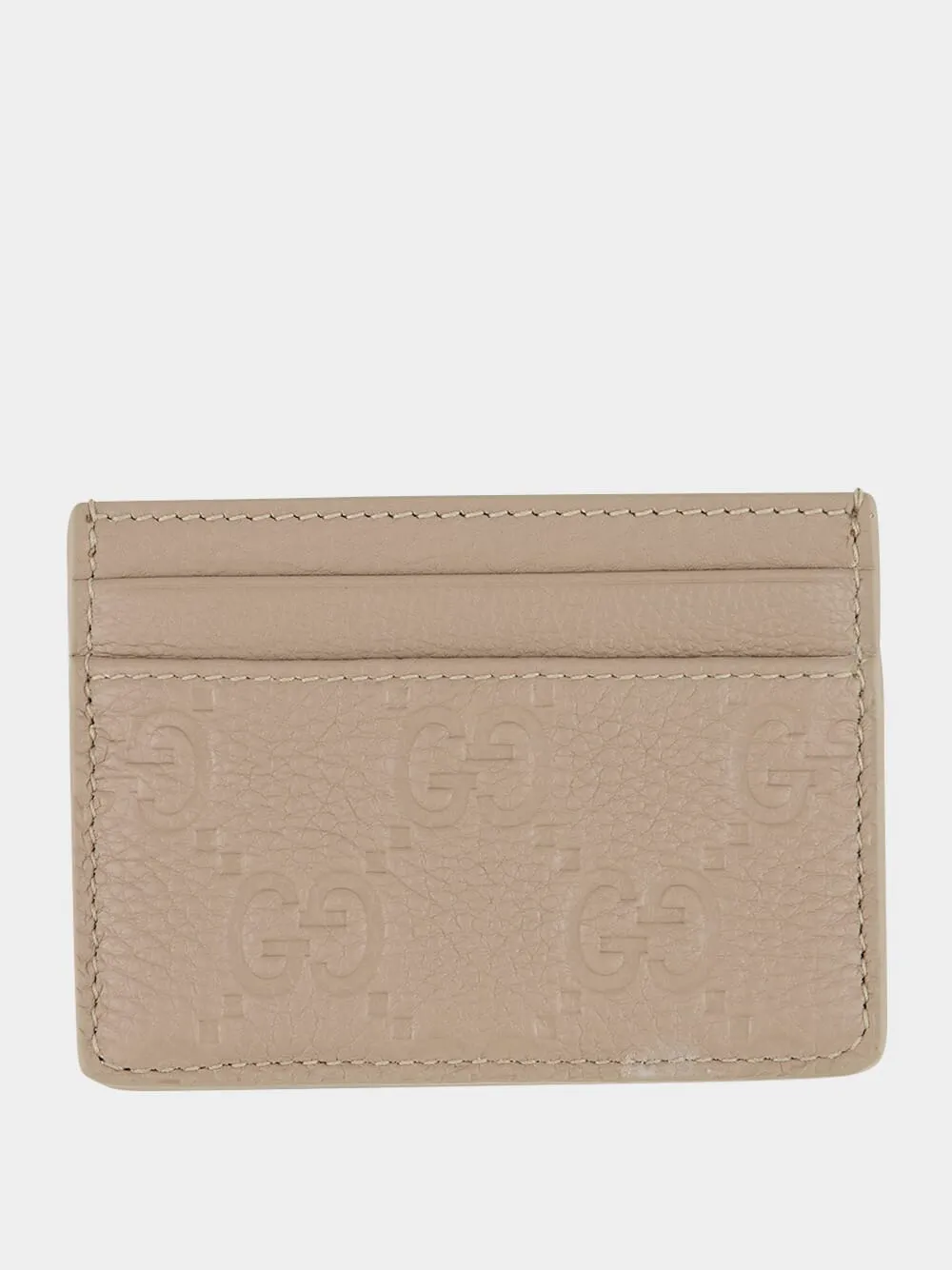 Taupe GG Emblem Card Case sold by Fashion Clinic