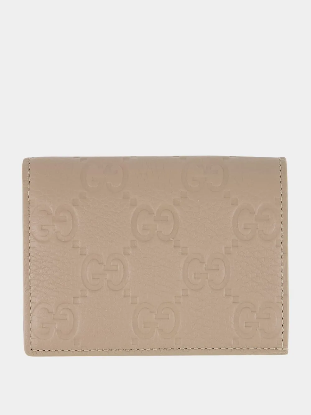 Taupe GG Emblem Mini Wallet sold by Fashion Clinic