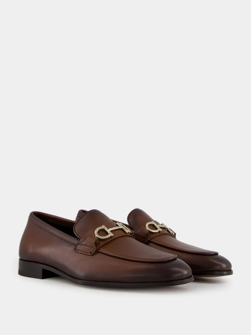 Brown Leather Gancio Bit Loafers sold by Fashion Clinic product image thumbnail 3