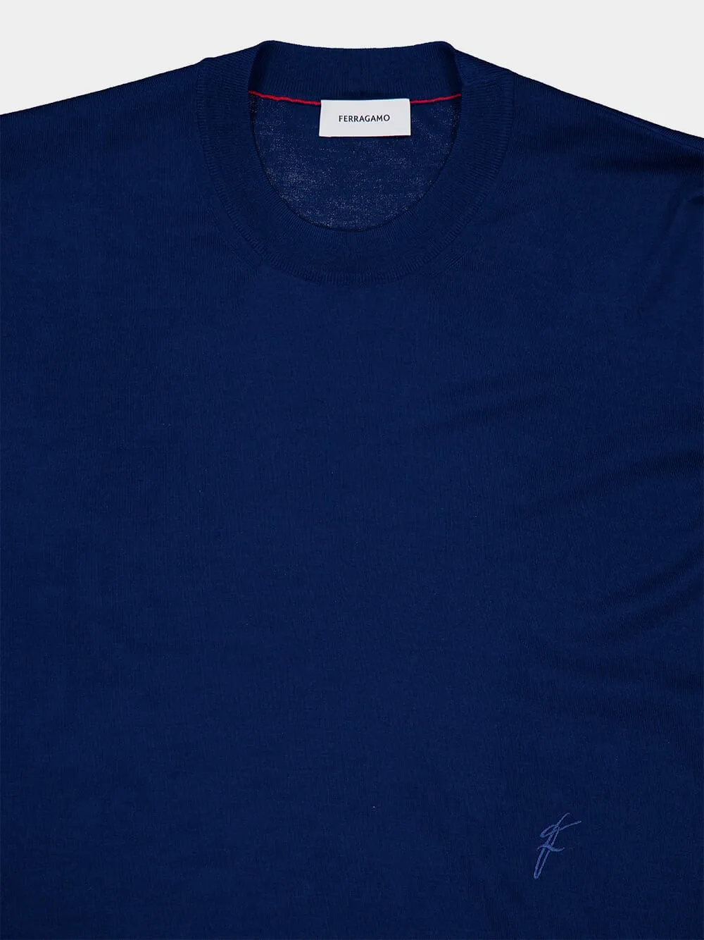 Teal Blue Wool Crew Neck Sweater sold by Fashion Clinic product image thumbnail 3