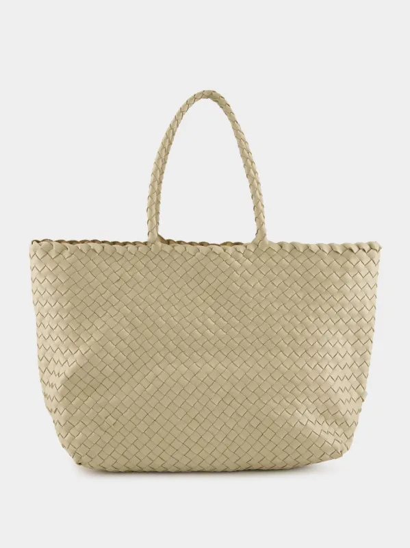 Cream Woven Leather Shoulder Bag sold by Fashion Clinic
