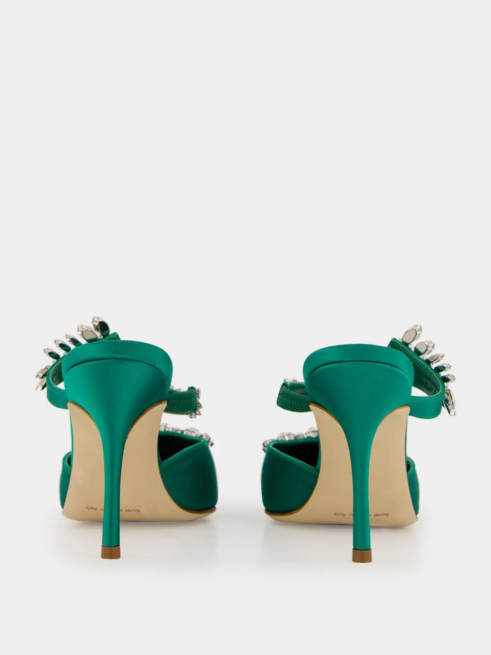 Green Satin Crystal Embellished Mules sold by Fashion Clinic product image thumbnail 5