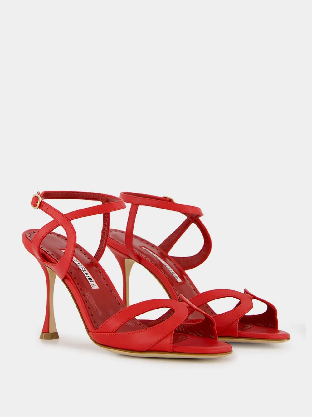 Red Calf Leather Ankle Strap Sandals sold by Fashion Clinic product image thumbnail 3
