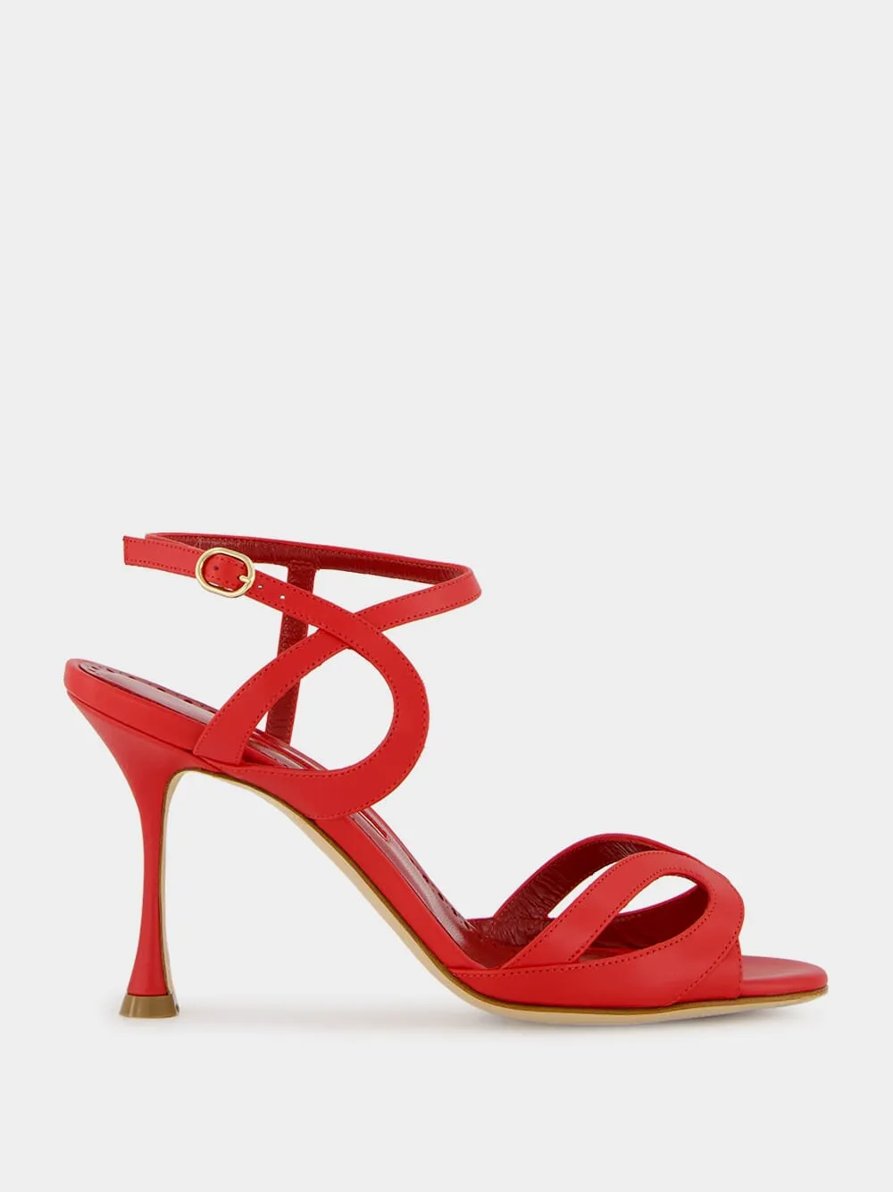 Red Calf Leather Ankle Strap Sandals sold by Fashion Clinic