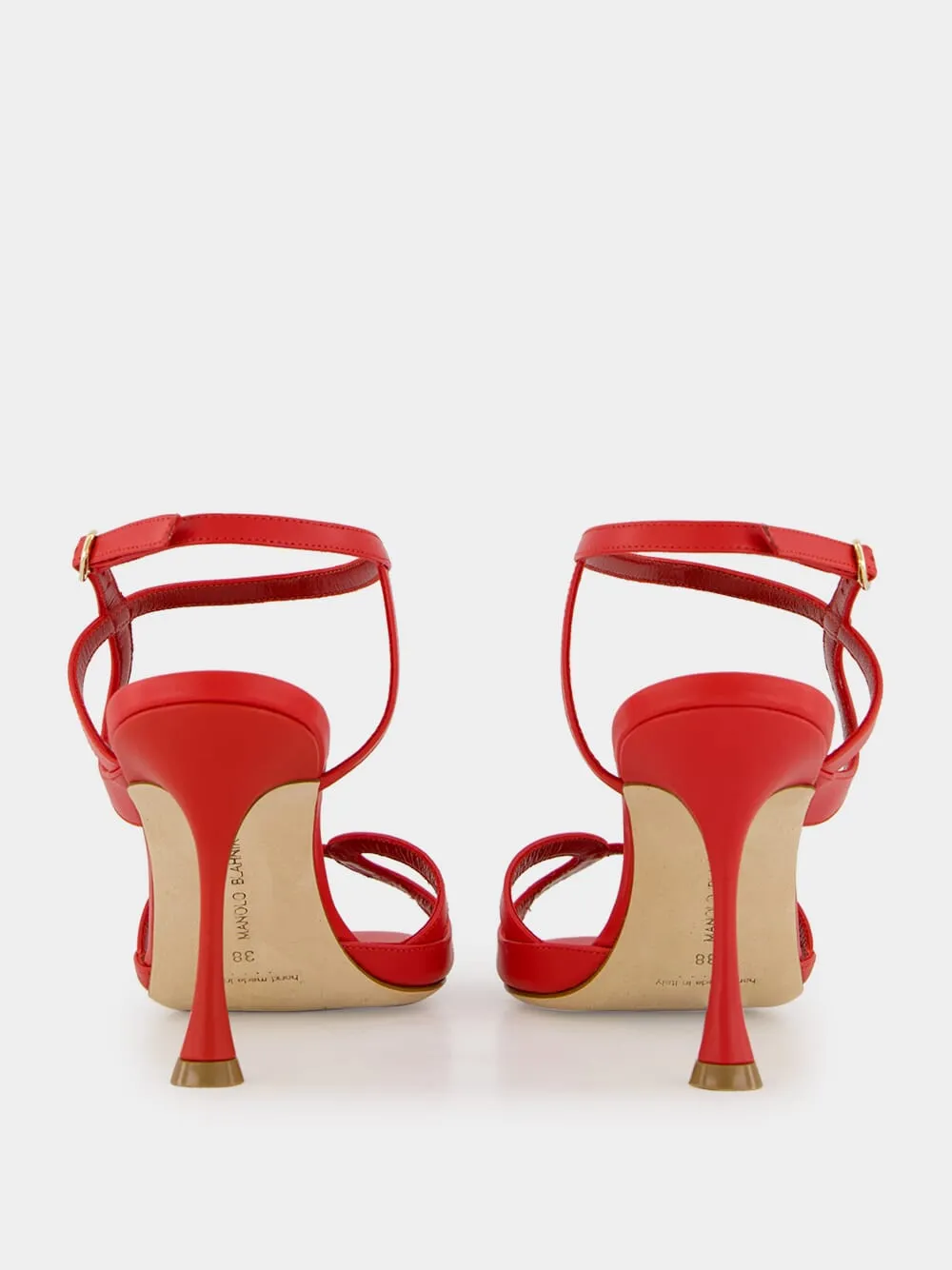 Red Calf Leather Ankle Strap Sandals sold by Fashion Clinic product image thumbnail 5