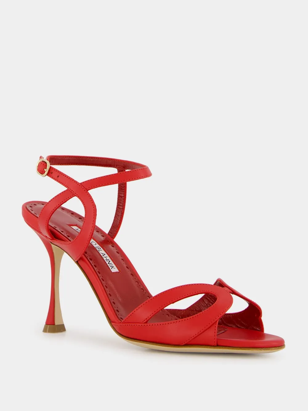 Red Calf Leather Ankle Strap Sandals sold by Fashion Clinic product image thumbnail 2