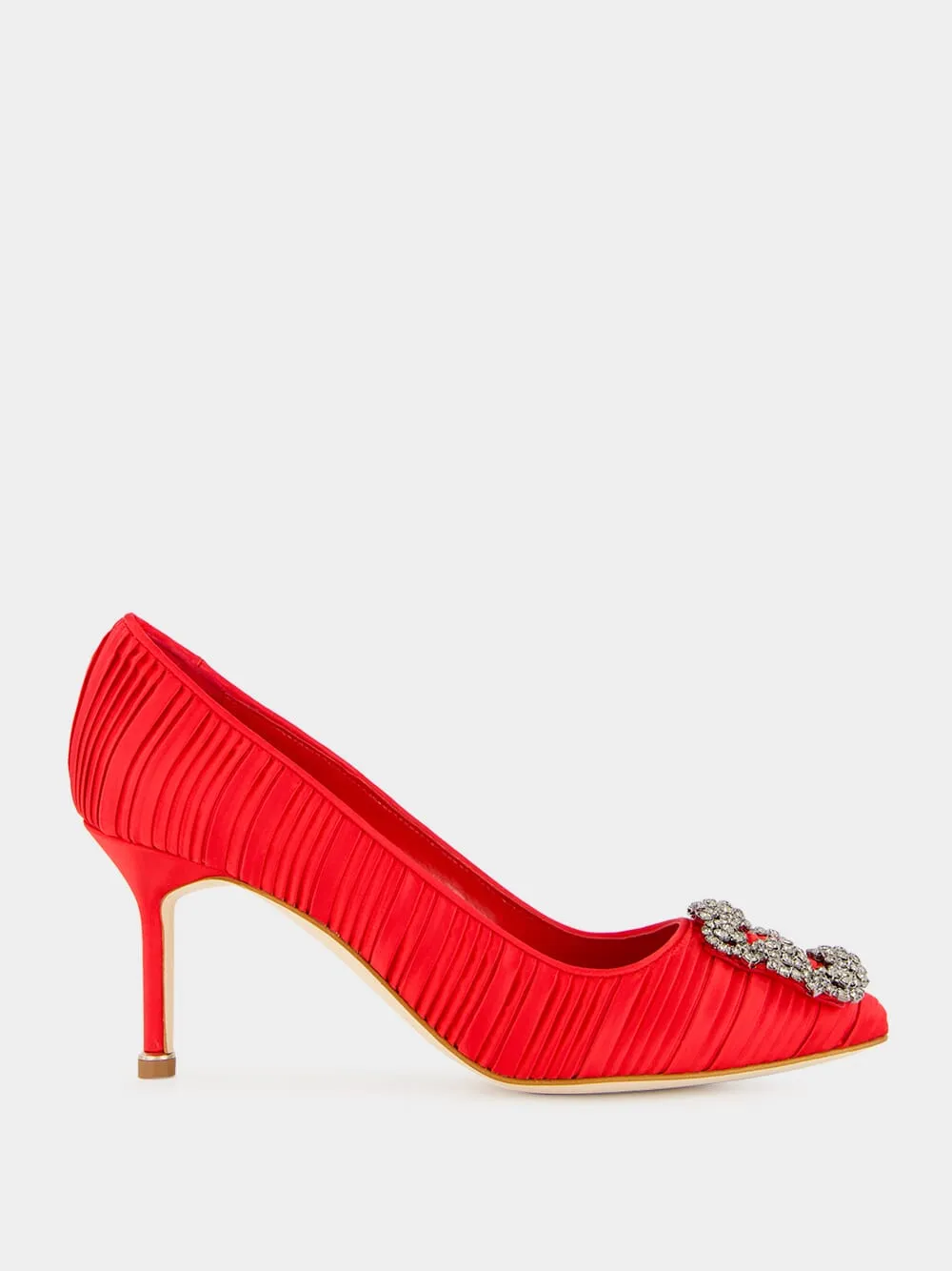 Red Satin Hangisi Pumps sold by Fashion Clinic