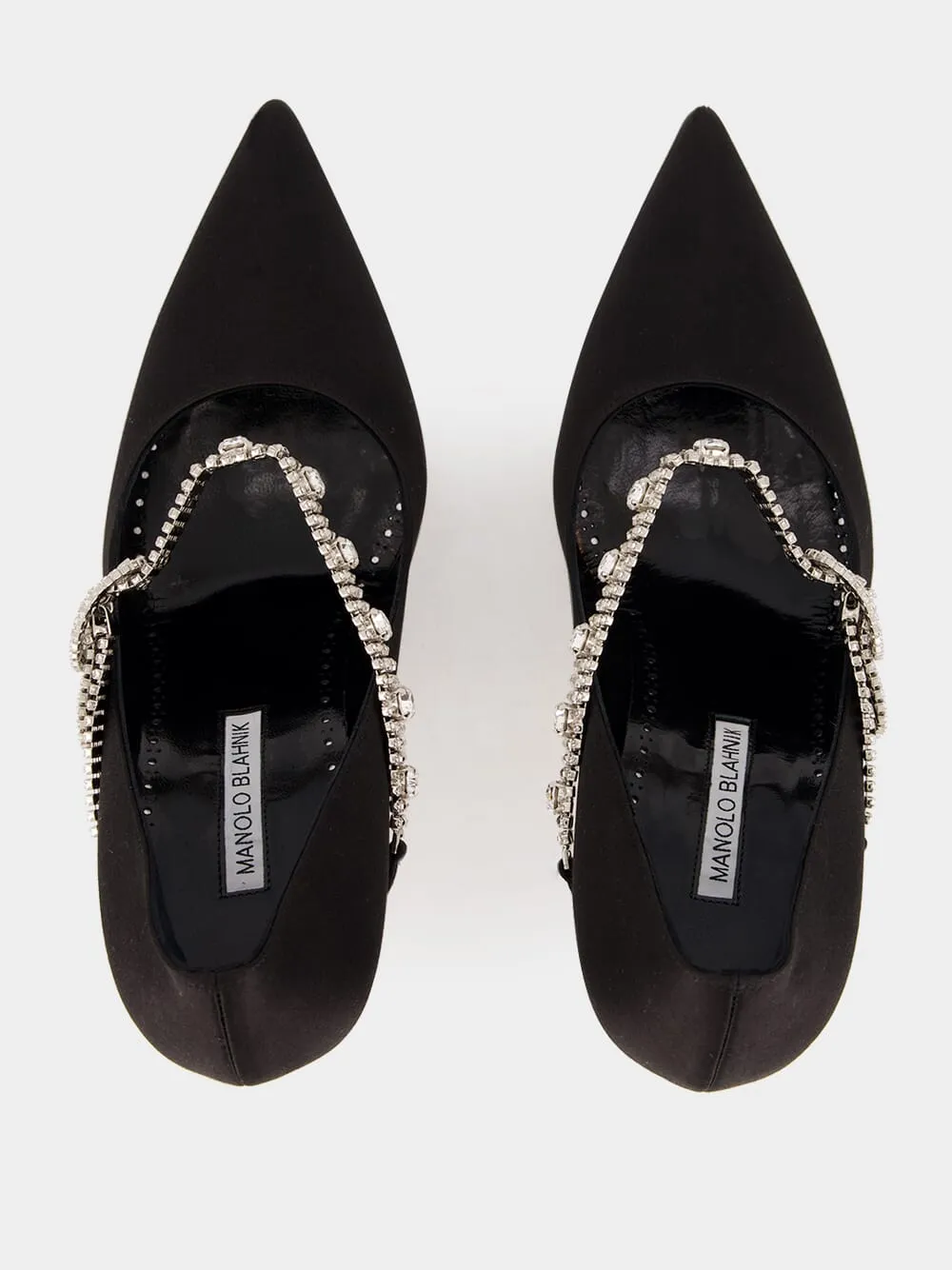 Black Satin Pumps with Crystal Strap Detail sold by Fashion Clinic product image thumbnail 4