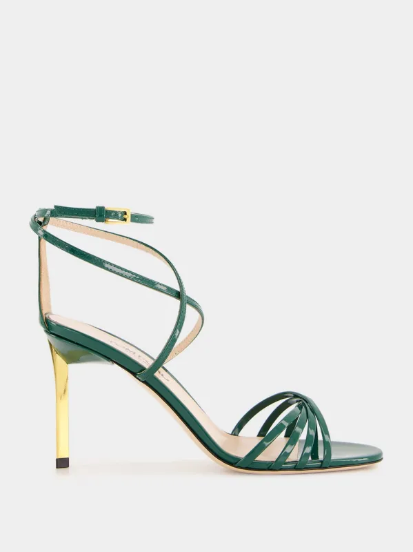 Emerald Green Patent Leather Ida Sandal sold by Fashion Clinic