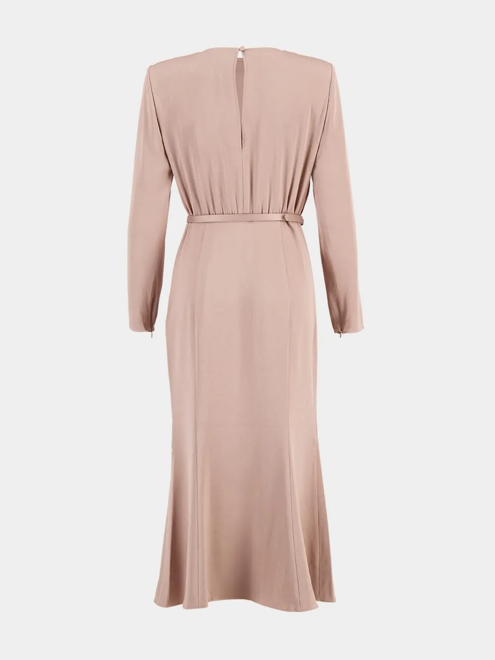 Beige Cowl Drape Satin Crepe Midi Dress sold by Fashion Clinic product image thumbnail 3