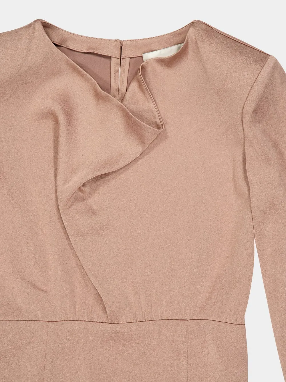 Beige Cowl Drape Satin Crepe Midi Dress sold by Fashion Clinic product image thumbnail 5