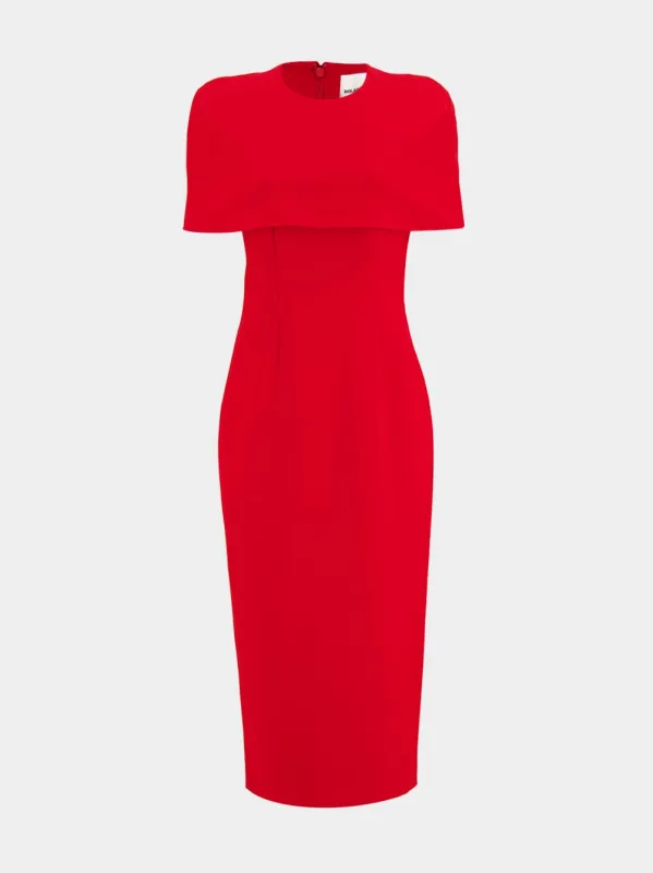Red Cape Crepe Midi Dress sold by Fashion Clinic