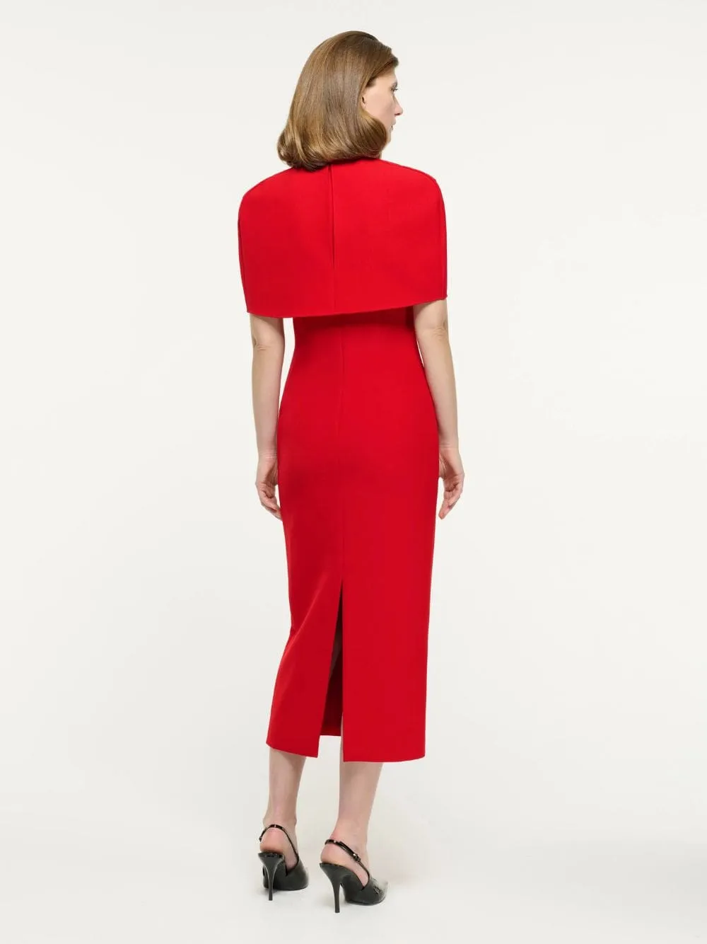 Red Cape Crepe Midi Dress sold by Fashion Clinic product image thumbnail 4