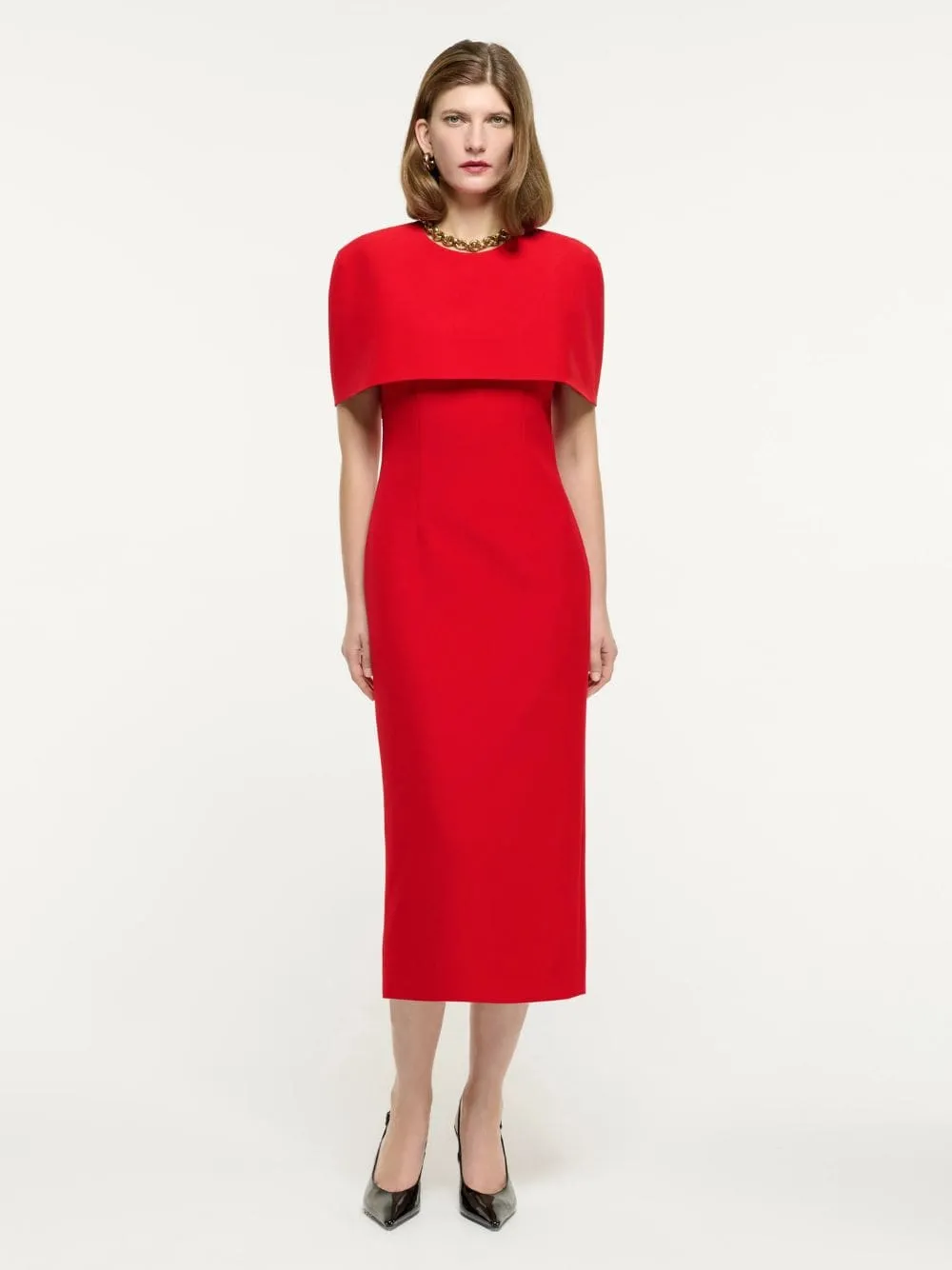 Red Cape Crepe Midi Dress sold by Fashion Clinic product image thumbnail 2