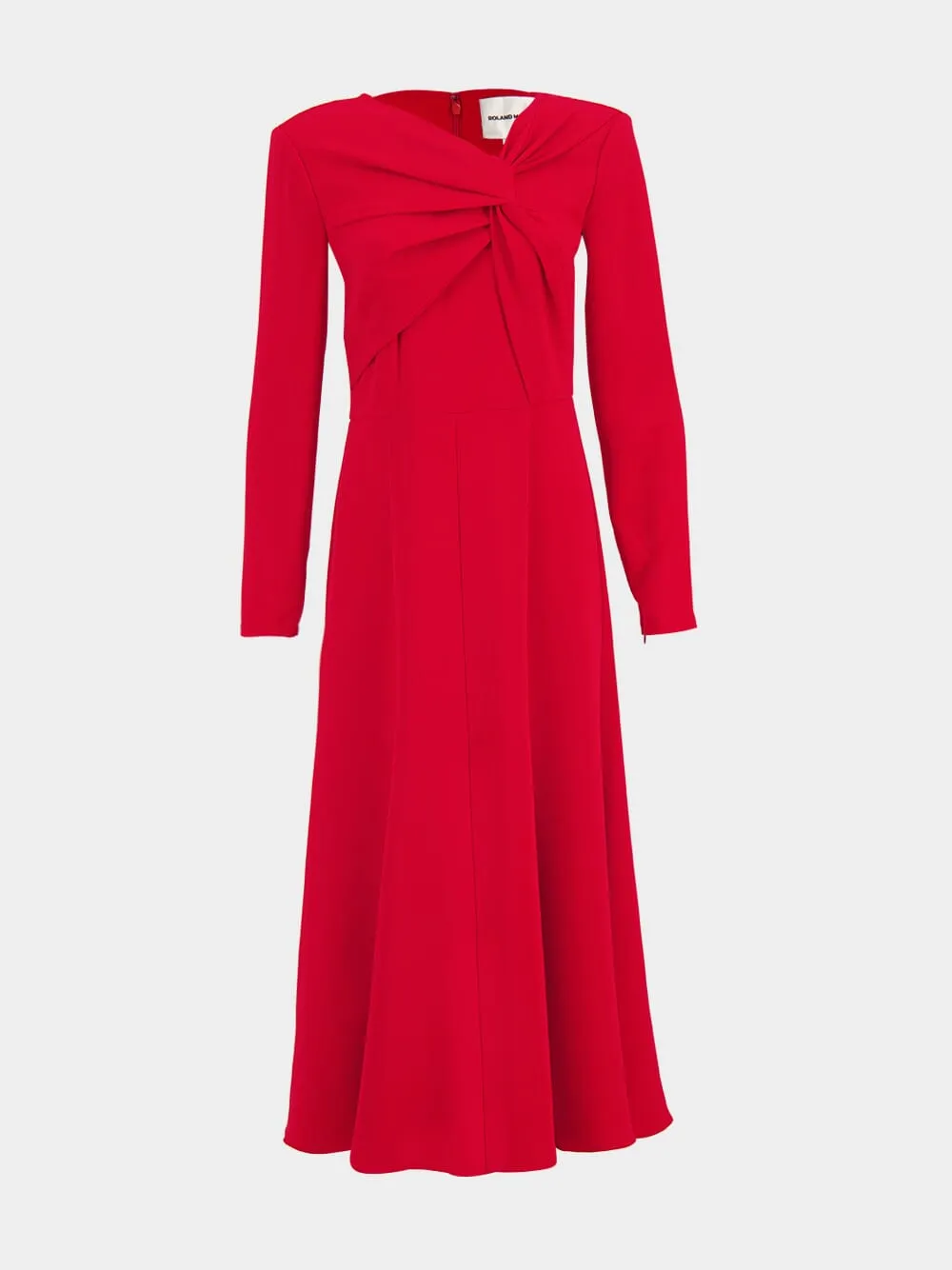 Red Long Sleeve Light Cady Midi Dress sold by Fashion Clinic product image thumbnail 2