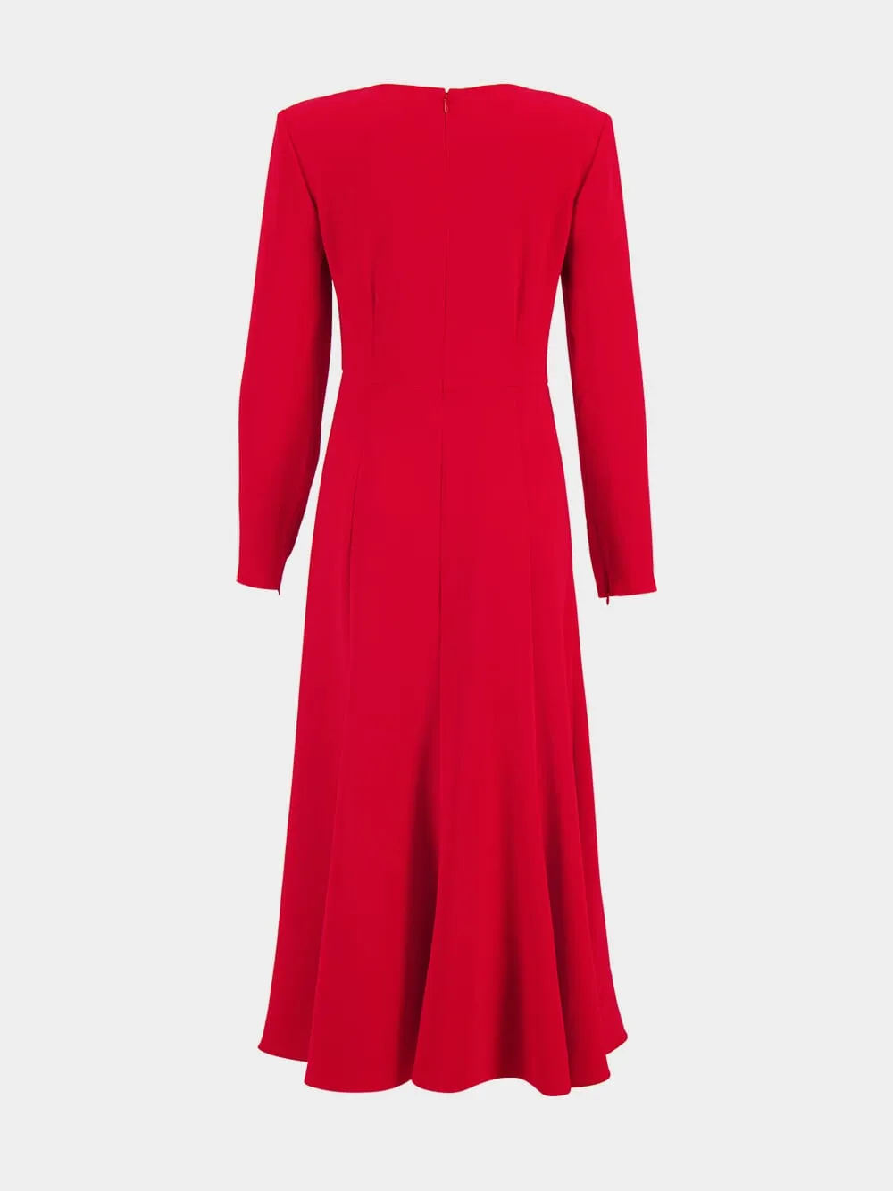 Red Long Sleeve Light Cady Midi Dress sold by Fashion Clinic product image thumbnail 4