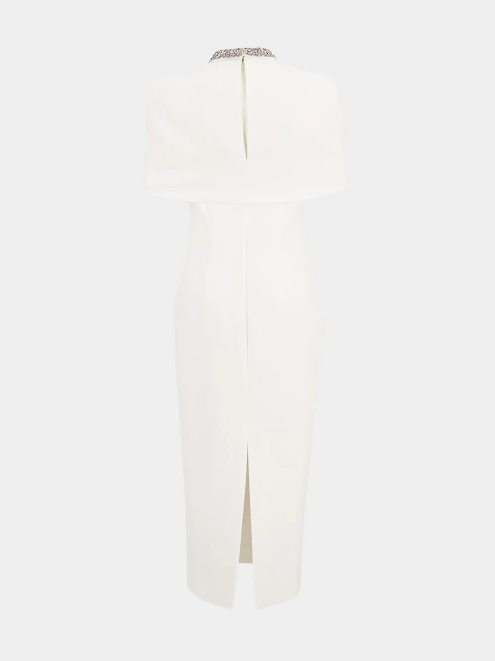 White Cape Embellished Crepe Midi Dress sold by Fashion Clinic product image thumbnail 4