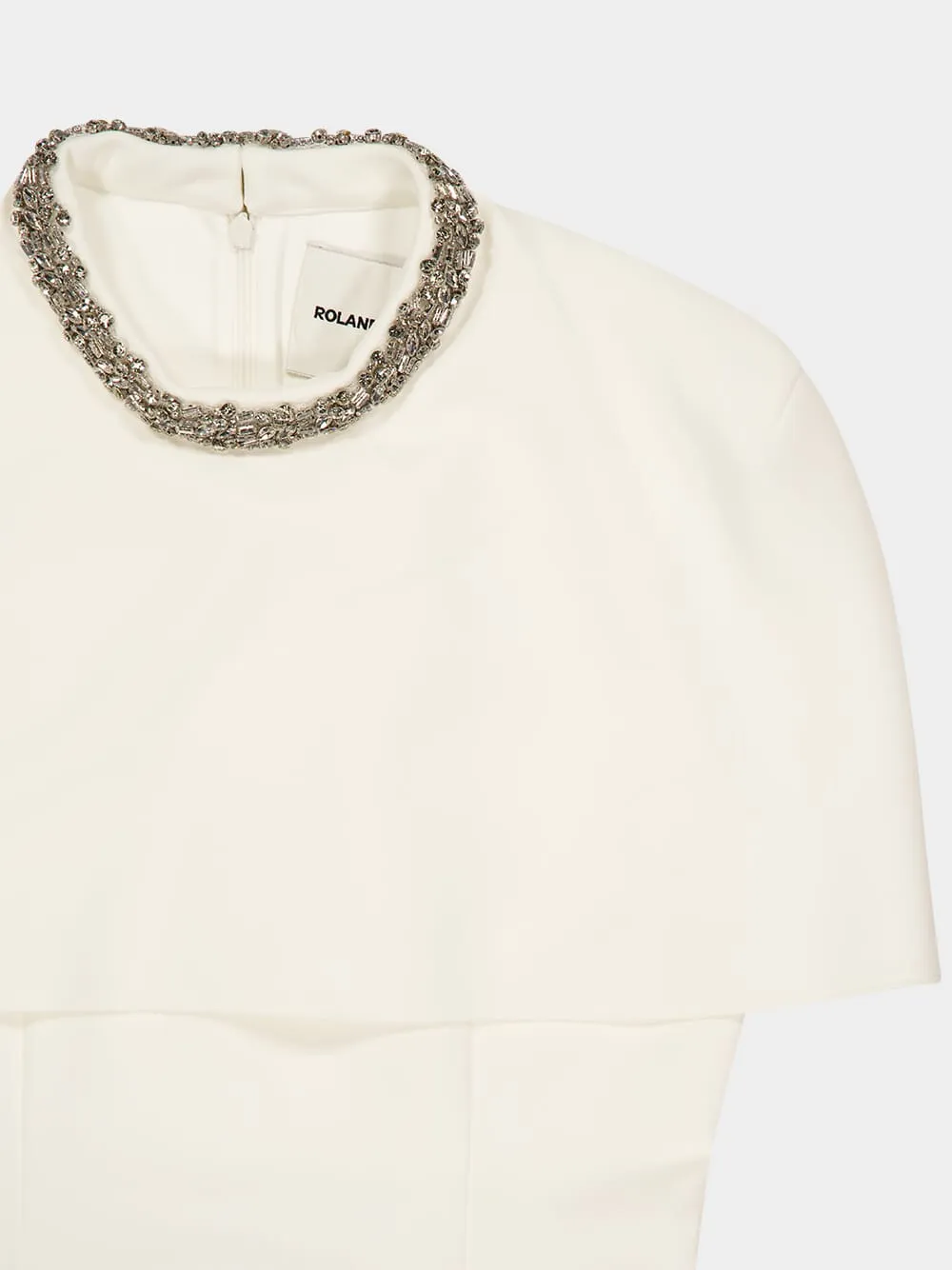 White Cape Embellished Crepe Midi Dress sold by Fashion Clinic product image thumbnail 5