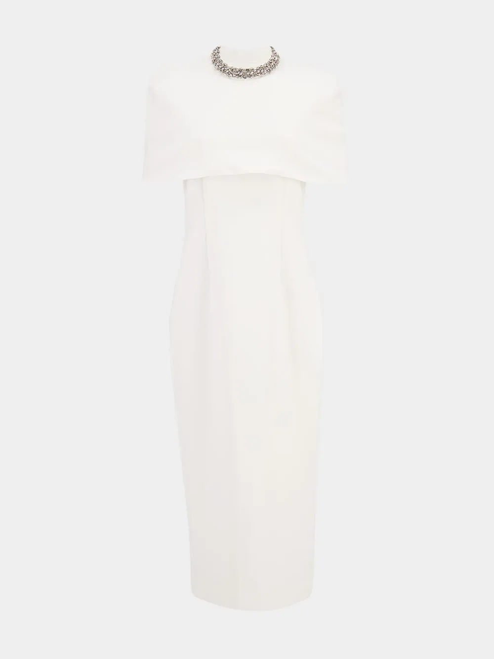 White Cape Embellished Crepe Midi Dress sold by Fashion Clinic product image thumbnail 2