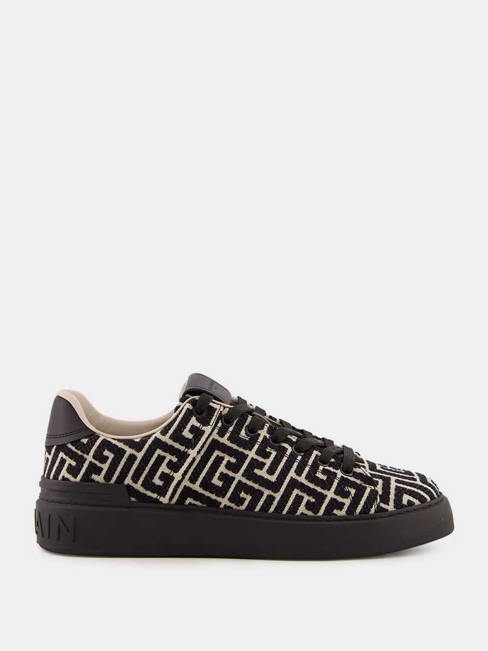 Black B-Court Jacquard Monogram Trainers sold by Fashion Clinic