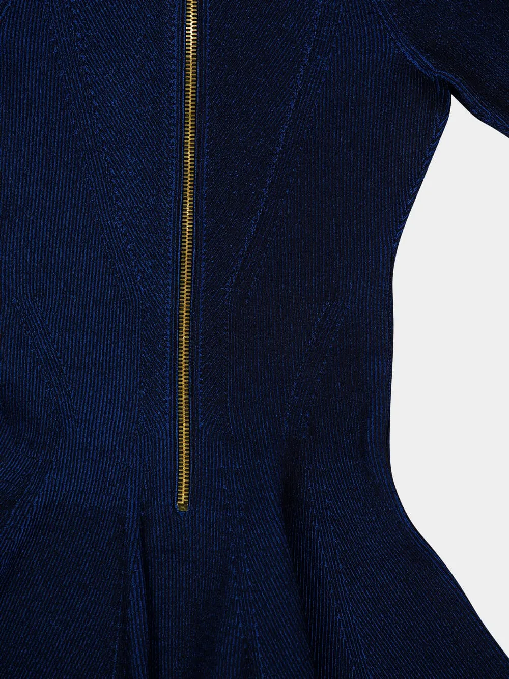 Electric Blue Ribbed Knit Flare Dress sold by Fashion Clinic product image thumbnail 4