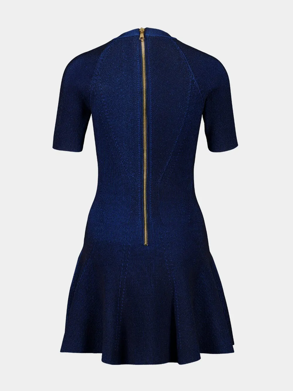Electric Blue Ribbed Knit Flare Dress sold by Fashion Clinic product image thumbnail 2