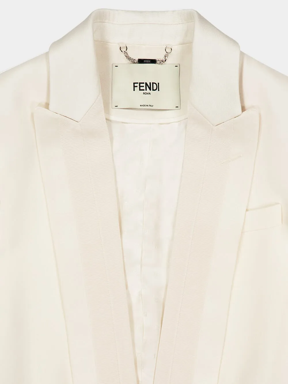 White Wool and Silk Tuxedo Blazer sold by Fashion Clinic product image thumbnail 4