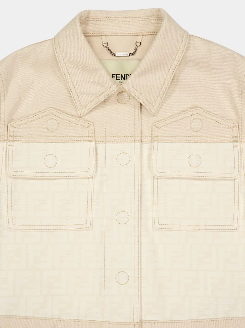 White FF Cropped Denim Jacket sold by Fashion Clinic product image thumbnail 3