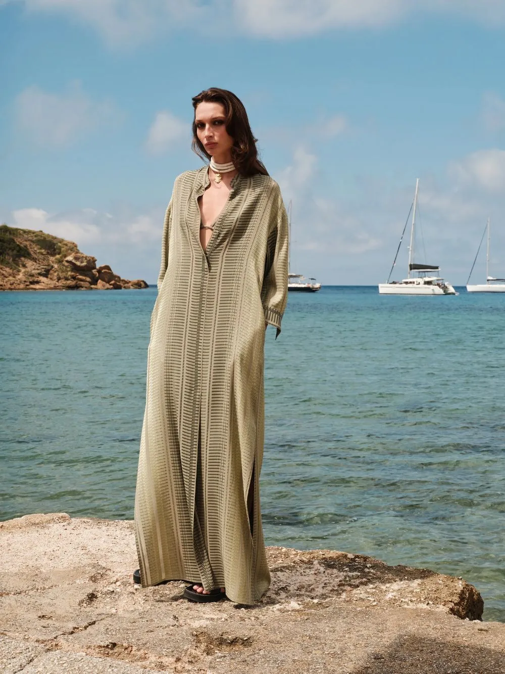 Sage Maira Loose Textured Silk Dress sold by Fashion Clinic product image thumbnail 2