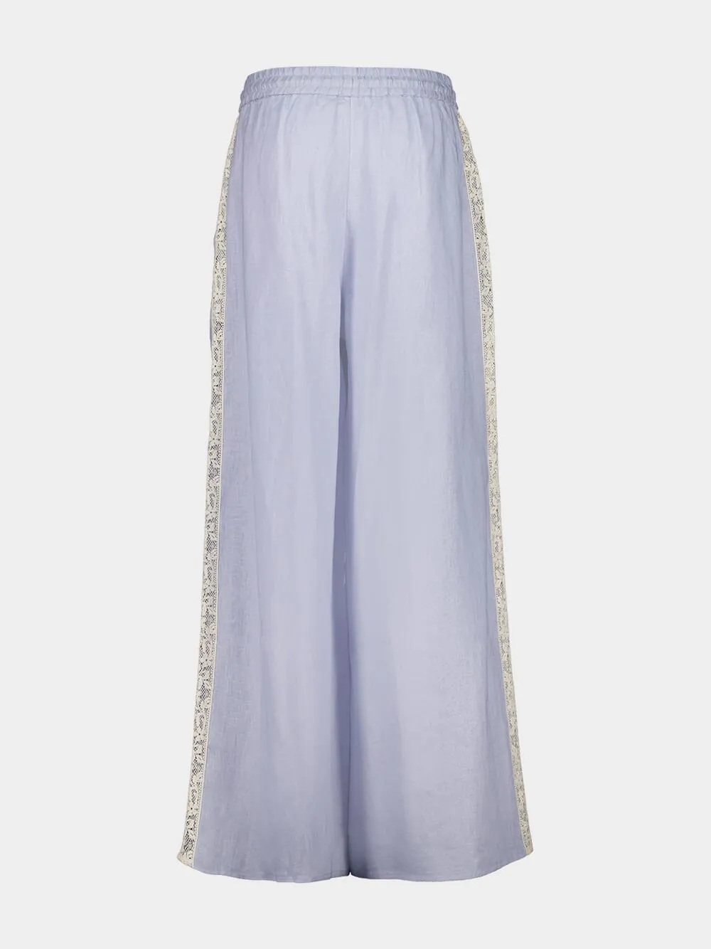 Dusty Blue Everley Lace Trim Wide-Leg Pants sold by Fashion Clinic product image thumbnail 2