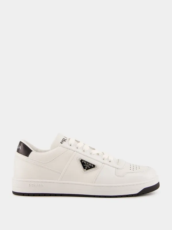 White and Black Downtown Leather Sneakers sold by Fashion Clinic