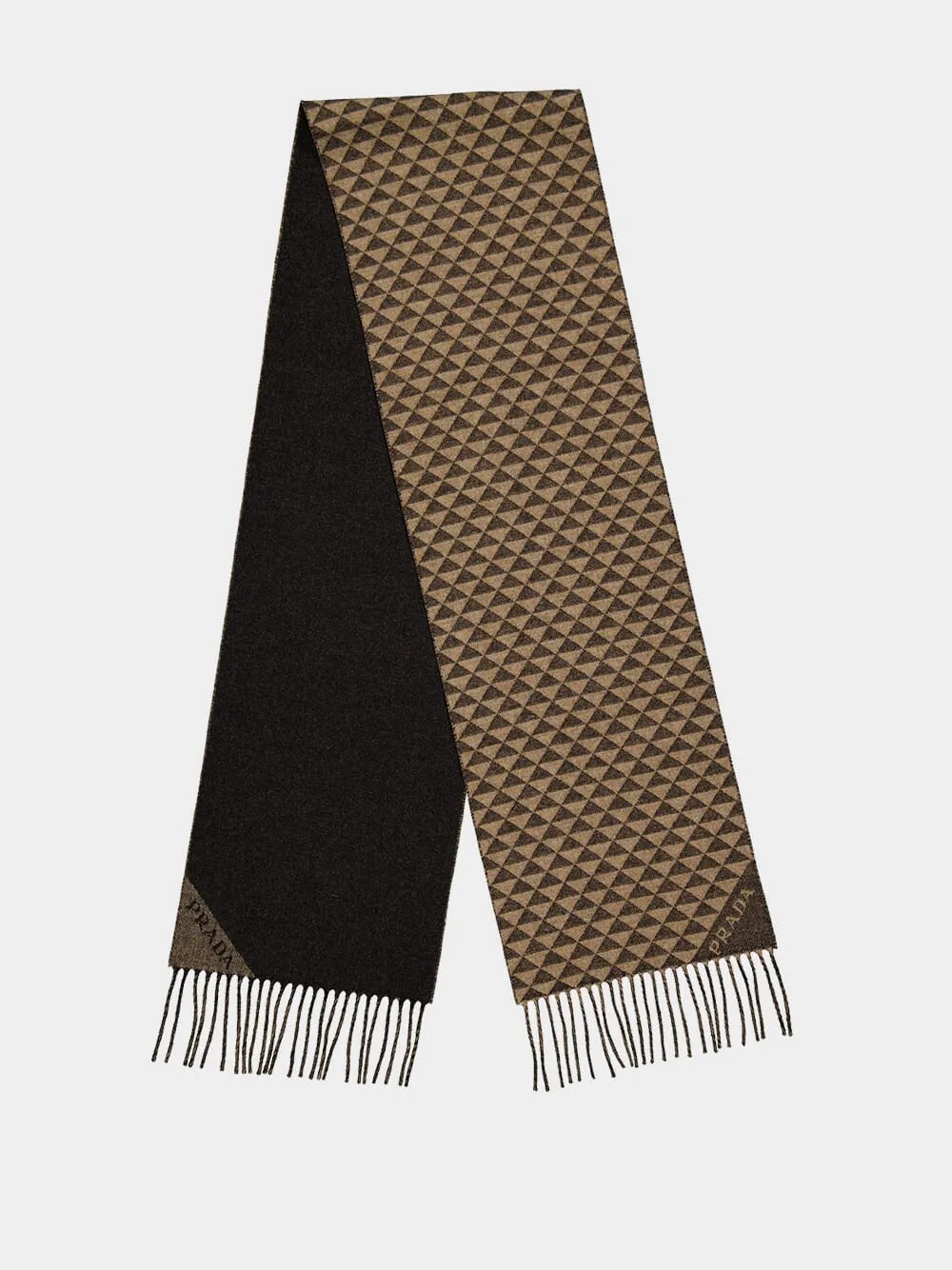 Black Brown Symbole Wool Cashmere Scarf sold by Fashion Clinic