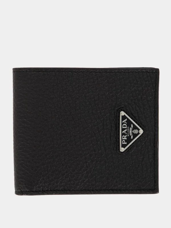 Black Leather Wallet with Logo sold by Fashion Clinic