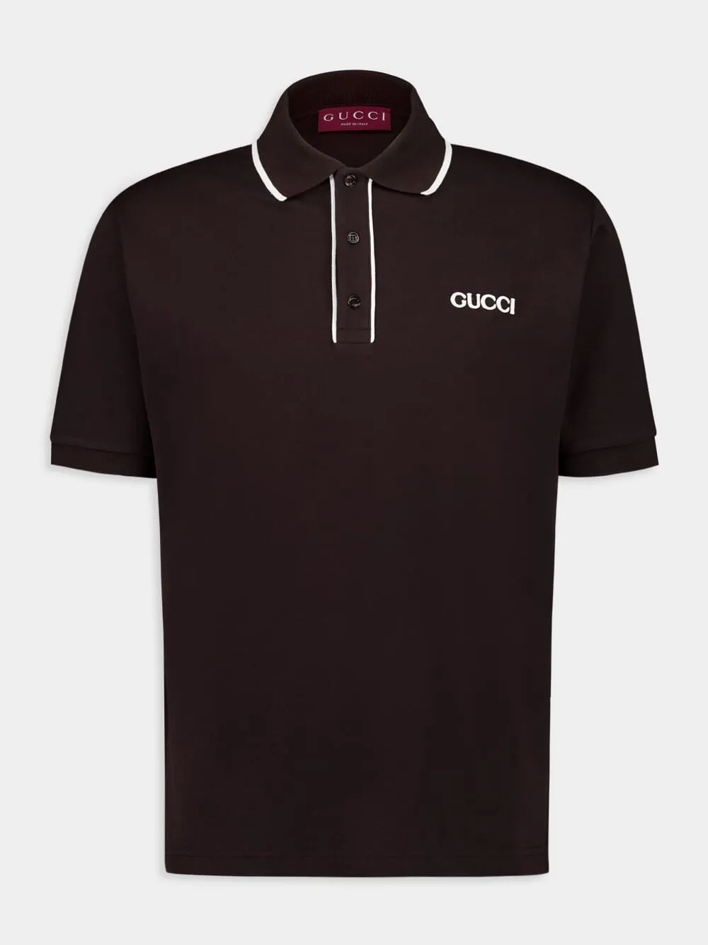 Brown Embroidered Cotton Piqué Polo Shirt sold by Fashion Clinic