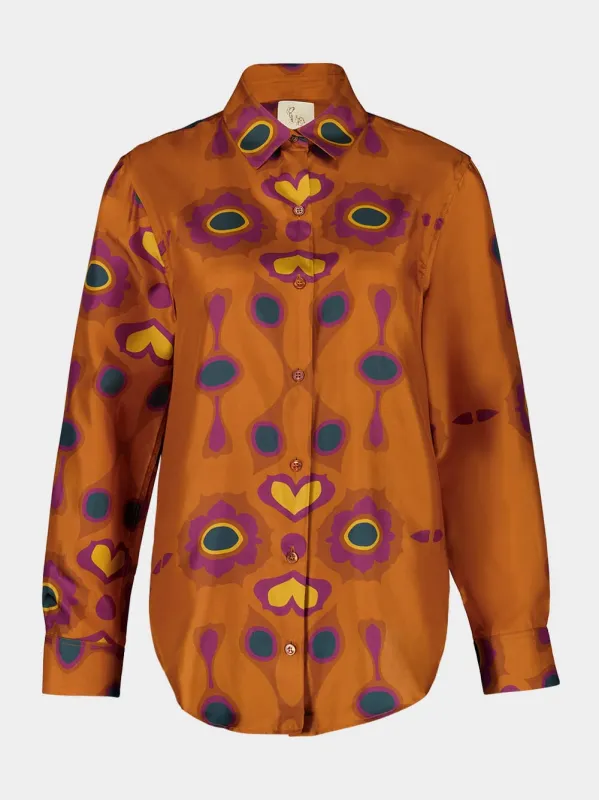 Ametista Hawaii Flower Printed Silk Twill Shirt sold by Fashion Clinic