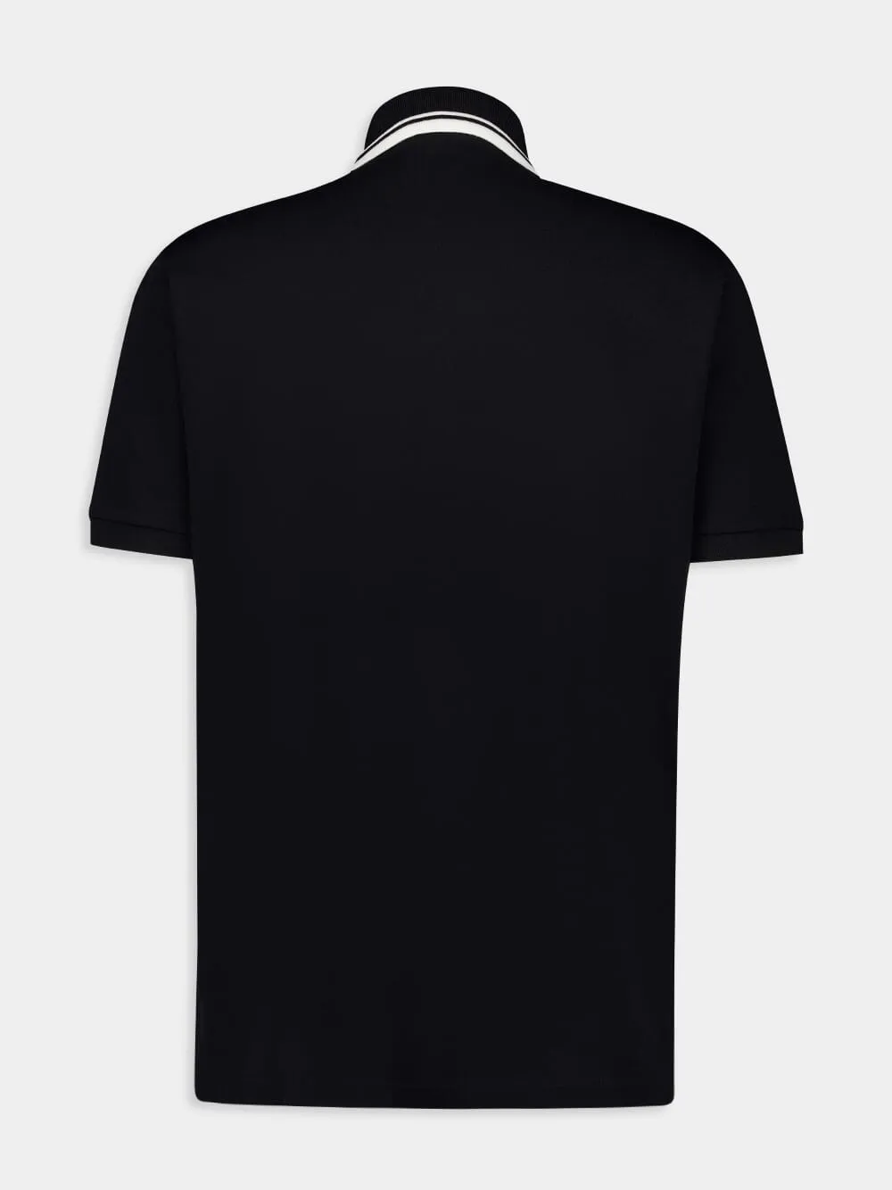 Black Cotton Polo Shirt with Web sold by Fashion Clinic product image thumbnail 2