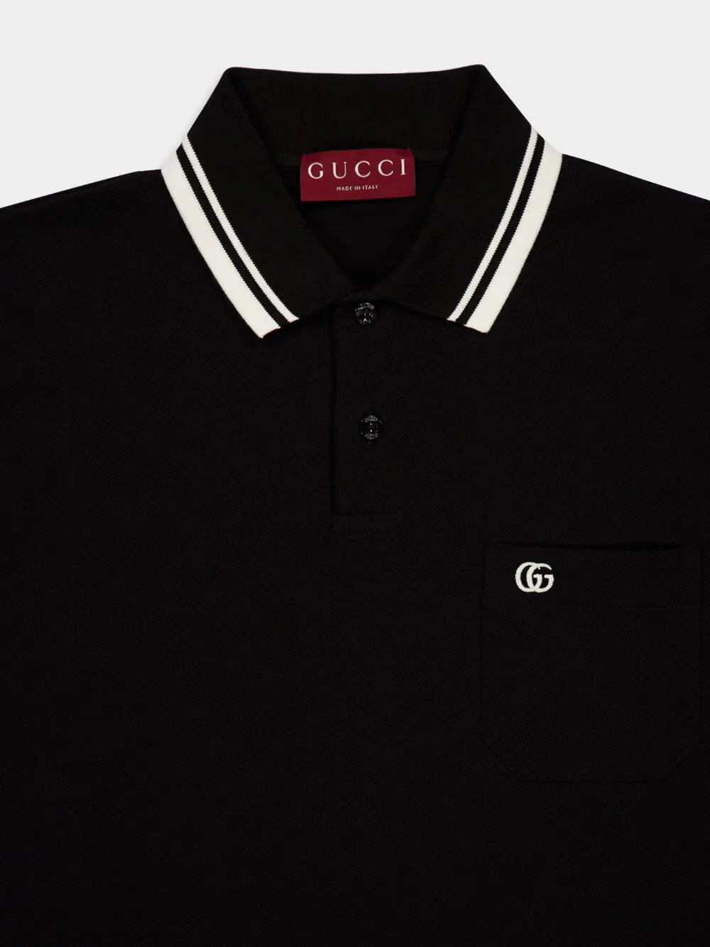 Black Cotton Polo Shirt with Web sold by Fashion Clinic product image thumbnail 3