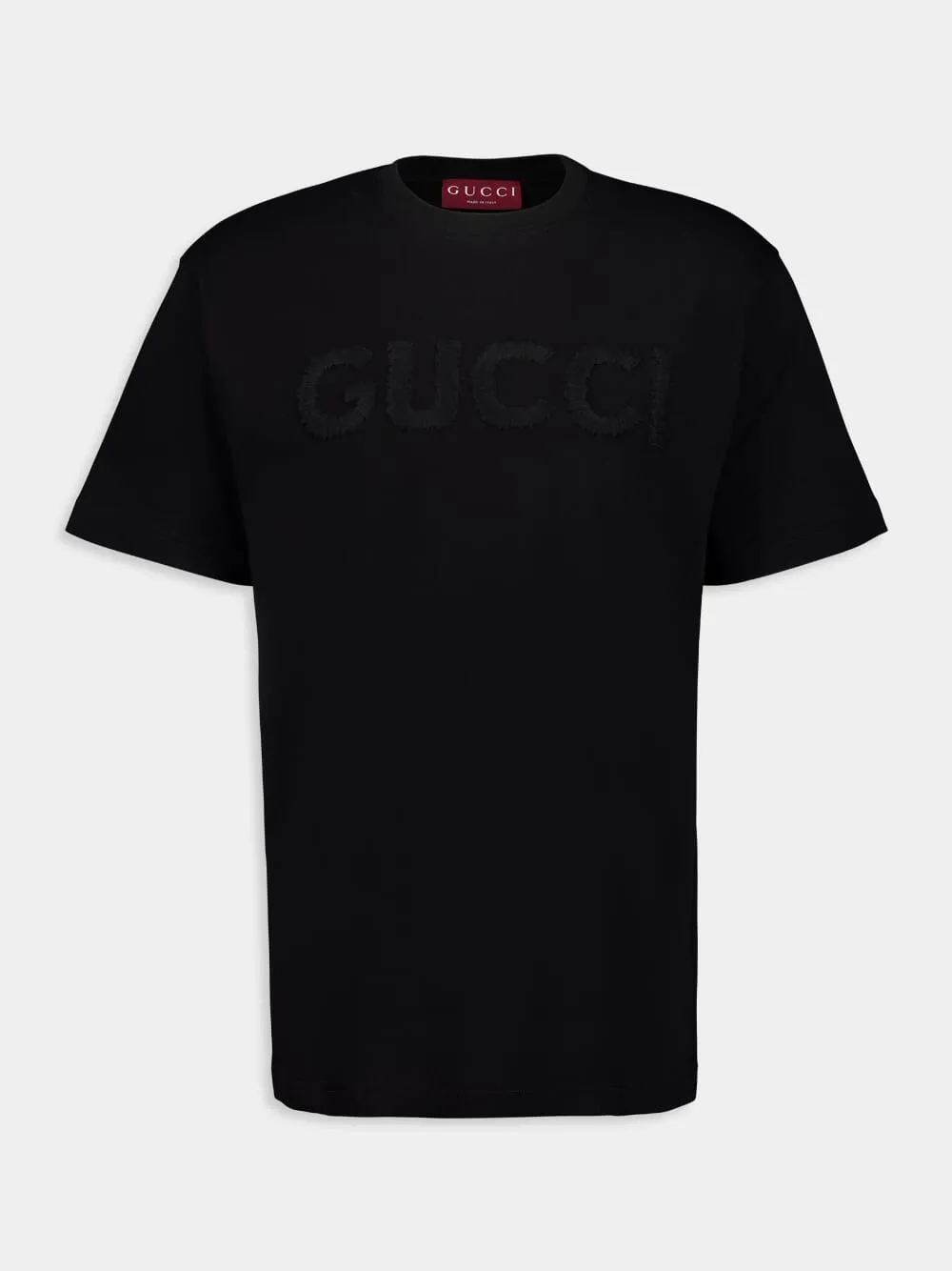 Black Embroidered Cotton Jersey T-Shirt sold by Fashion Clinic
