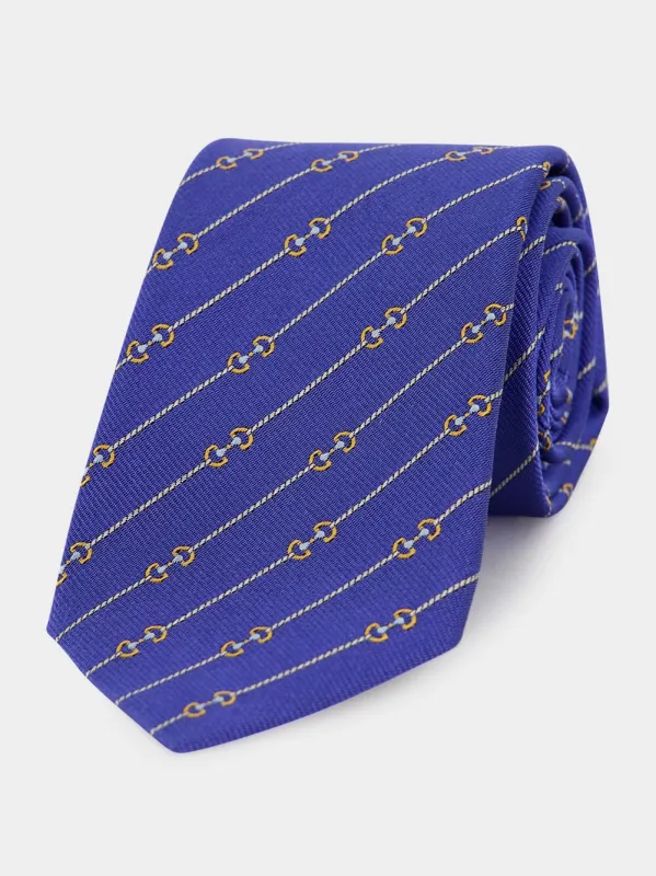 Blue Horsebit Silk Jacquard Tie sold by Fashion Clinic