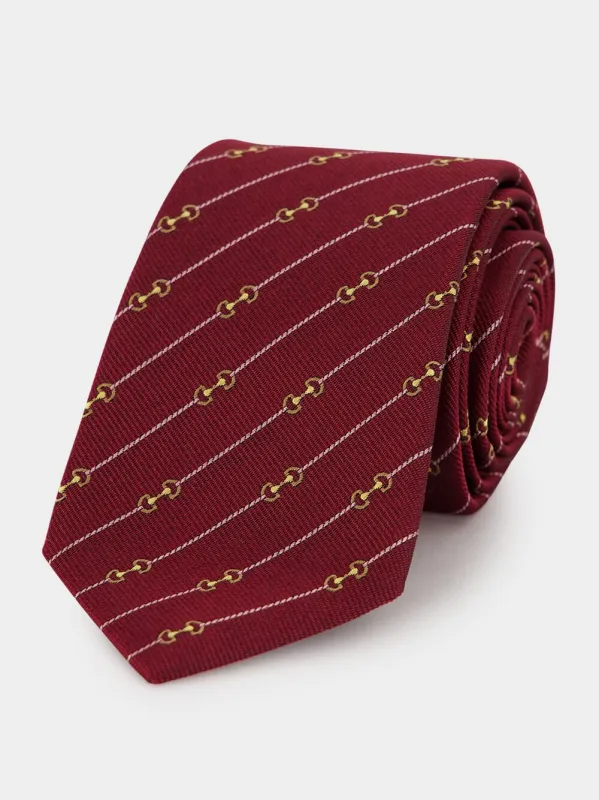 Bordeaux Horsebit Silk Jacquard Tie sold by Fashion Clinic