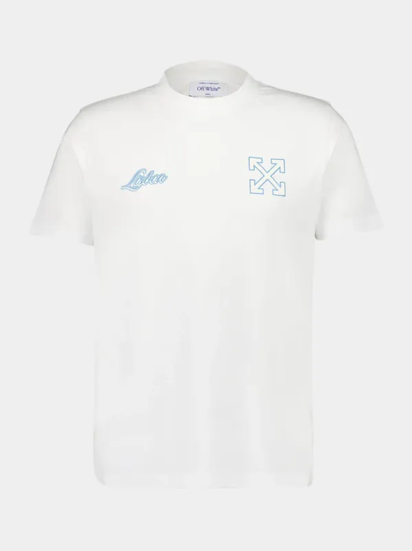 White Lisbon Print Cotton T-Shirt sold by Fashion Clinic