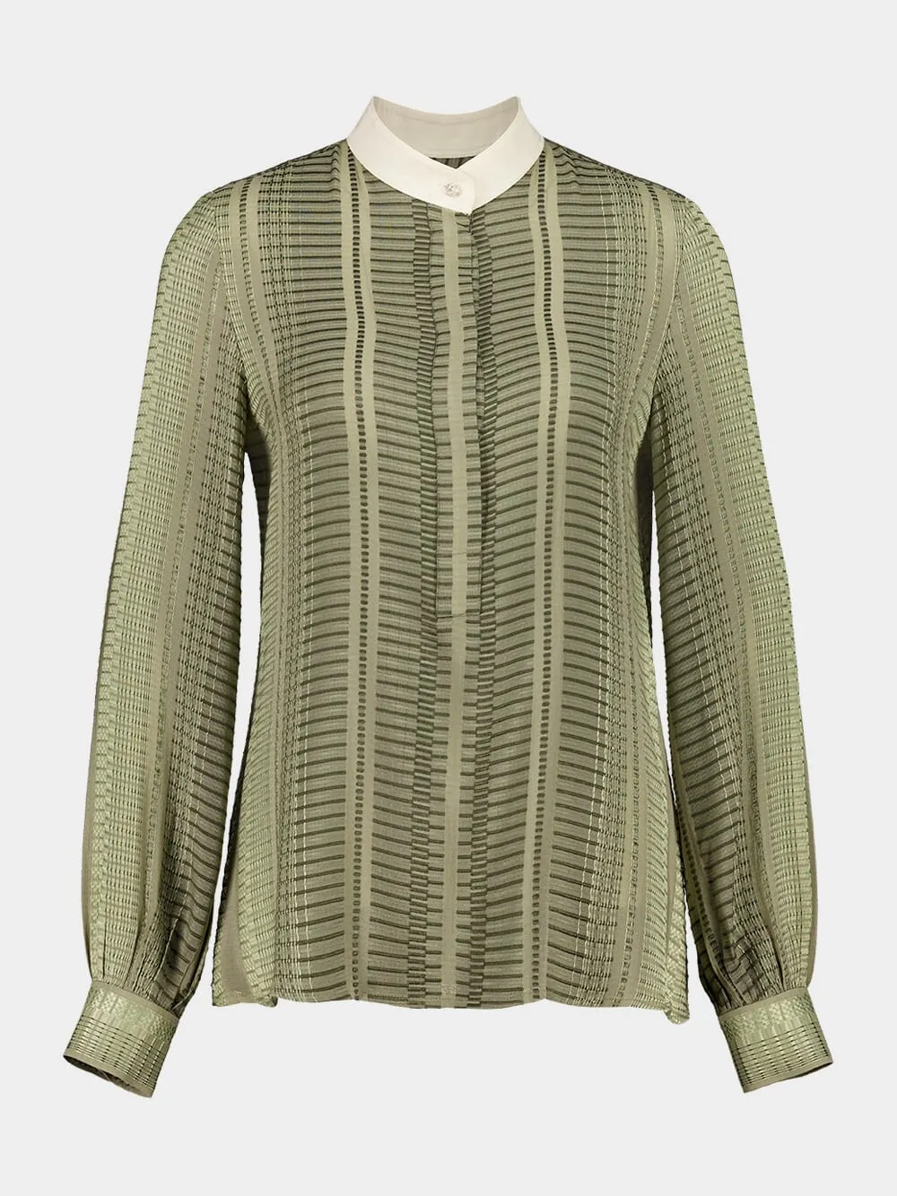 Sage Green Hera Textured Silk Blouse sold by Fashion Clinic product image thumbnail 2
