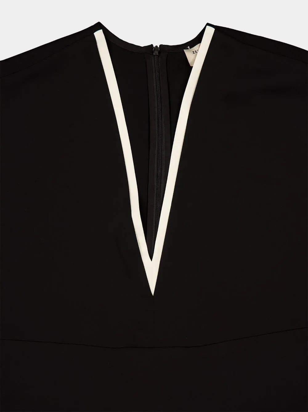Black Bicolor V-Neck Midi Dress sold by Fashion Clinic product image thumbnail 4