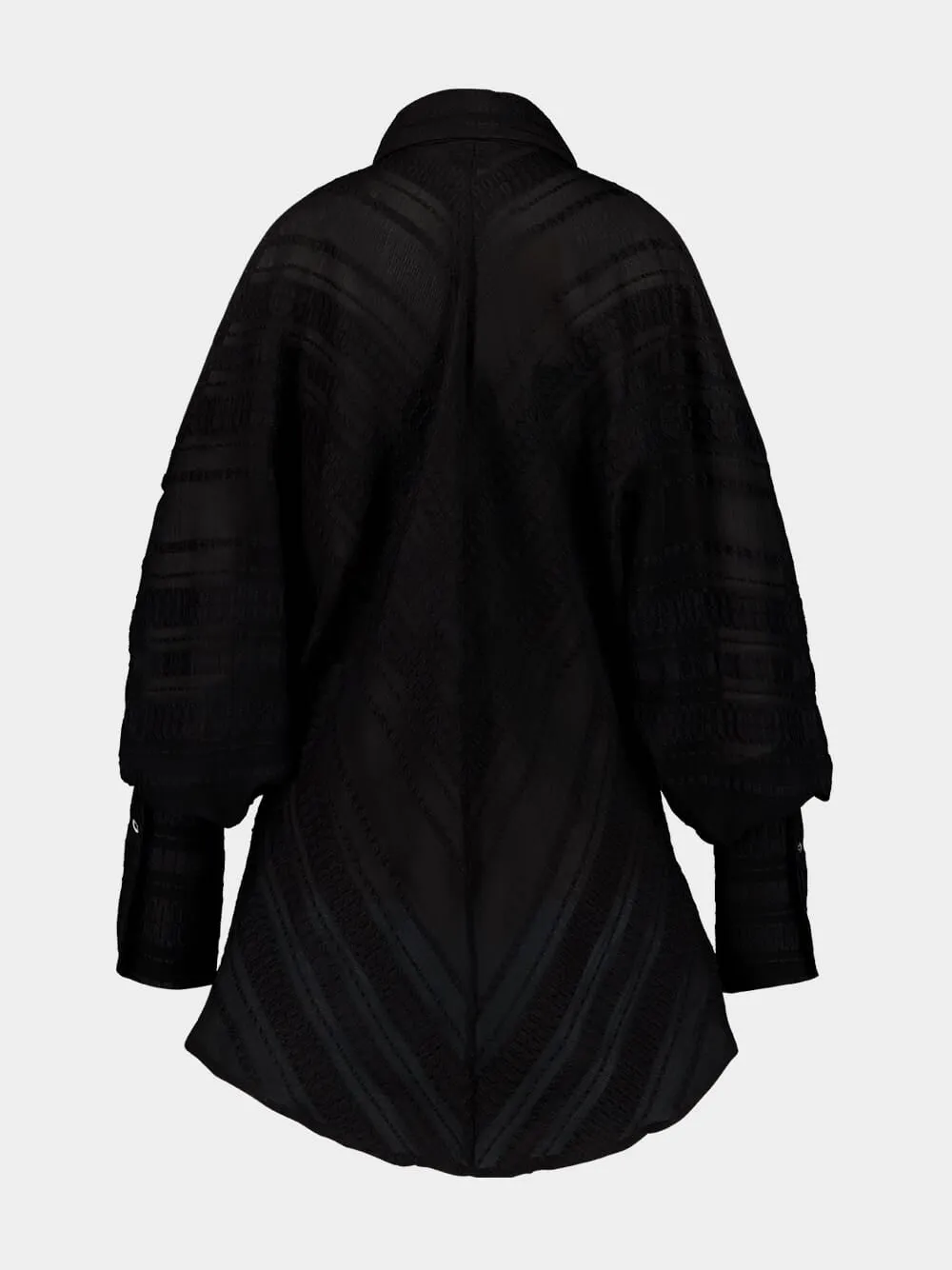 Black Off-Shoulder Geranium Textured Silk Shirt sold by Fashion Clinic product image thumbnail 2